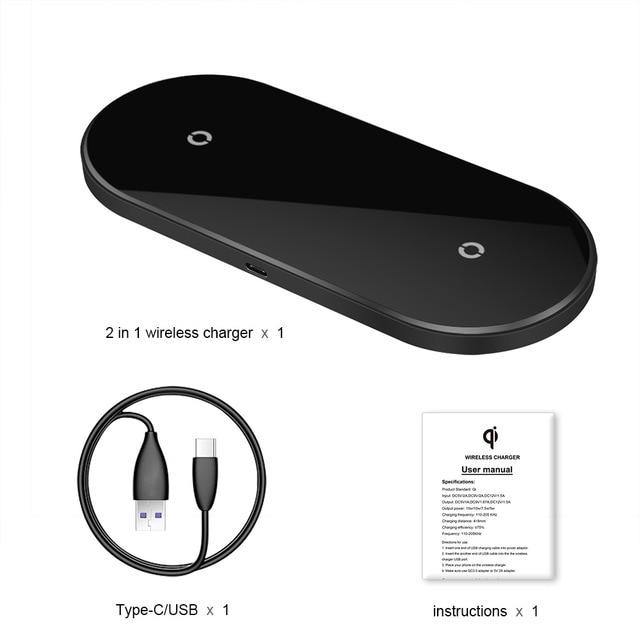 2 in 1 20W Dual Seat Qi Wireless Charger - Carbon Cases