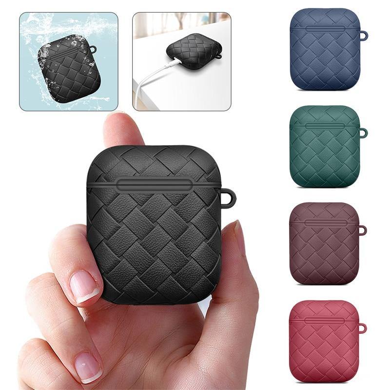 Woven Soft TPU Silicone Cover For Apple AirPods - Carbon Cases