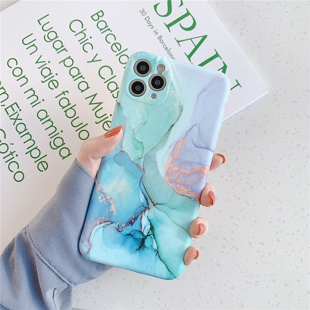 Marble Phone Case For iPhone - Camera Protection Back Cover - Carbon Cases