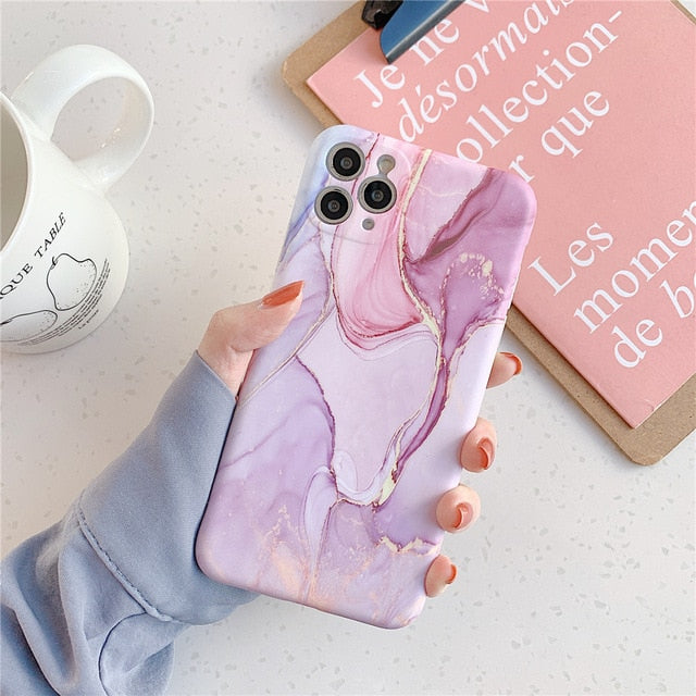 Marble Phone Case For iPhone - Camera Protection Back Cover - Carbon Cases