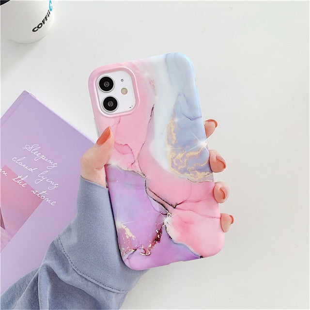 Marble Phone Case For iPhone - Camera Protection Back Cover - Carbon Cases