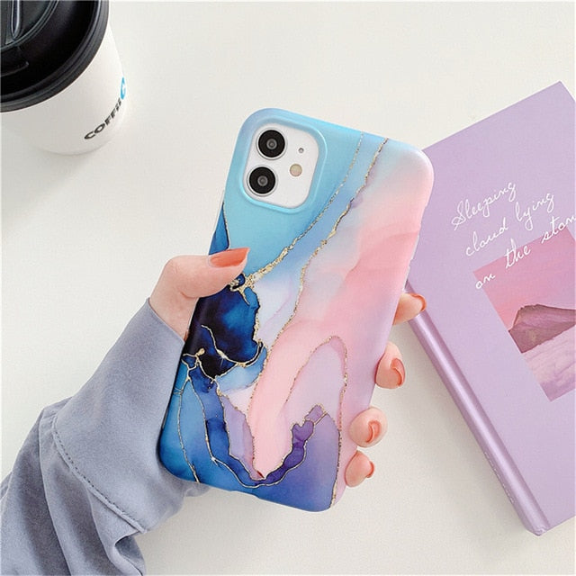 Marble Phone Case For iPhone - Camera Protection Back Cover - Carbon Cases