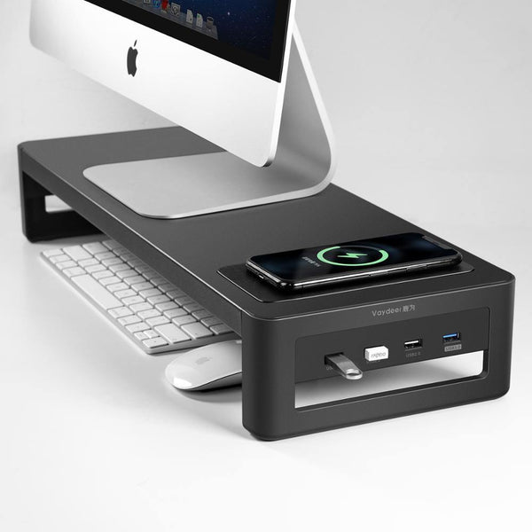 Monitor Stand Riser with USB3.0 Hub Support Data Transfer and Charging Steel Desk Organiser for Laptop Computer - Carbon Cases