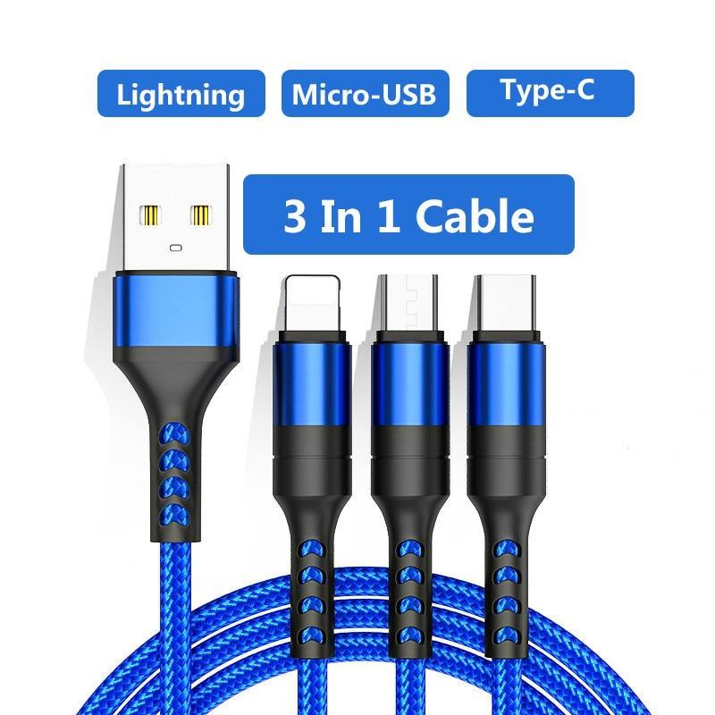 3-in-1 USB Cable Fast Charger Charging Cable - Carbon Cases