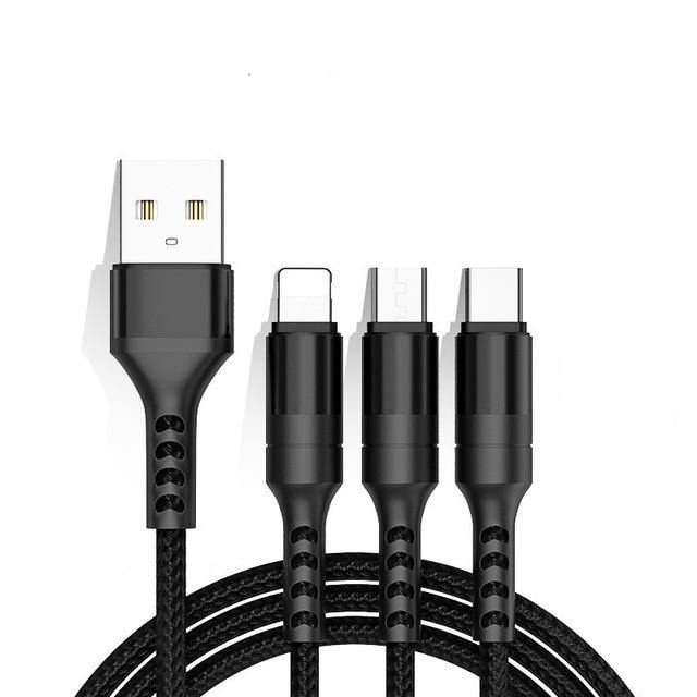 3-in-1 USB Cable Fast Charger Charging Cable - Carbon Cases