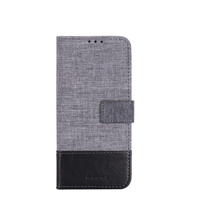 Canvas Cloth Wallet Dual Colour Card Pocket Slot Flip Case - Carbon Cases