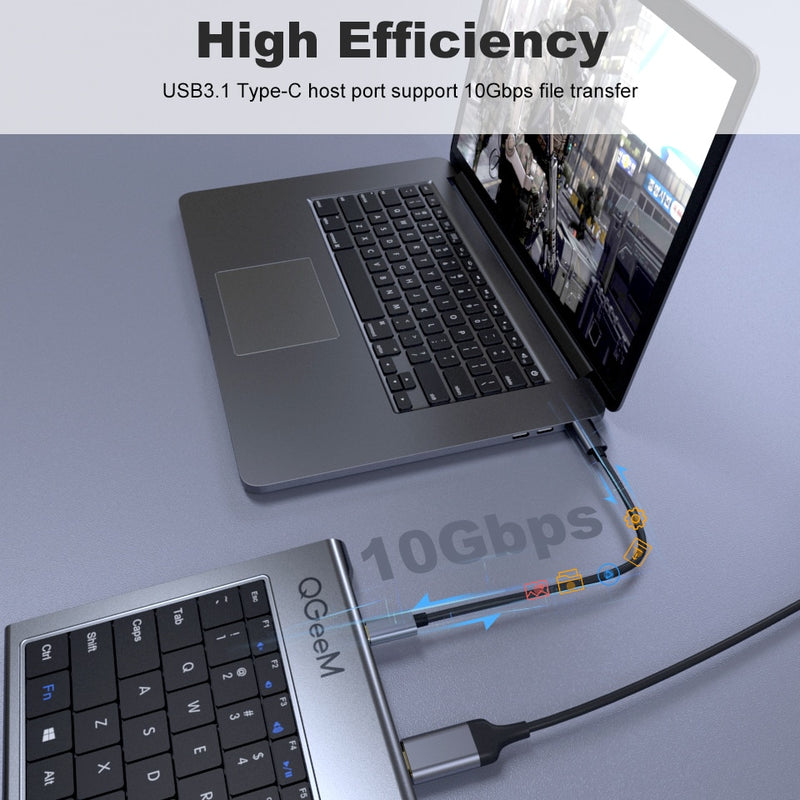 USB C Hub for Macbook Pro Triple Display Type C Hub to Dual 4K HDMI & DP Micro SD Card Readers RJ45 Aux PD USB Hub Adapter - Carbon Cases