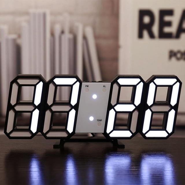 Nordic Digital Alarm Clocks Wall Hanging Watch Snooze Function Table Clock Calendar Thermometer Display Office Electronic Watch - Carbon Cases