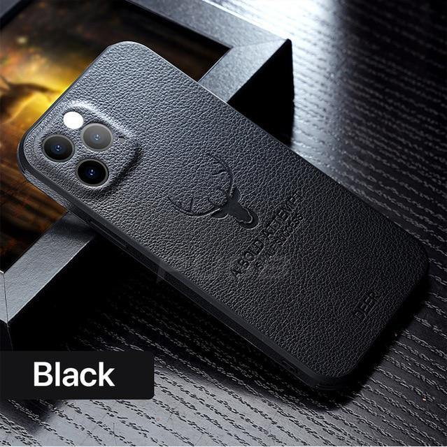 Luxury Leather Texture Square Frame Case For iPhone - Carbon Cases