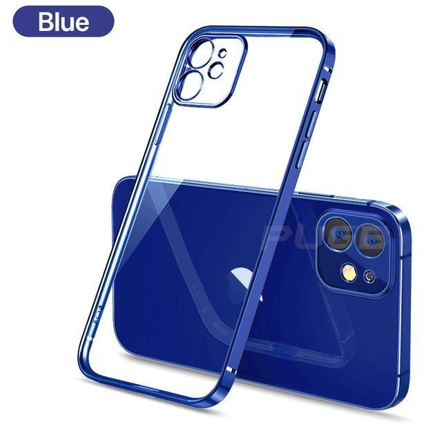 Luxury Plating Square Frame Transparent Case For iPhone - Carbon Cases
