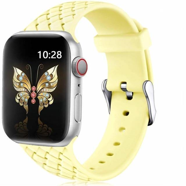 Silicone Strap Woven Pattern Belt Bracelet For Apple Watch - Carbon Cases