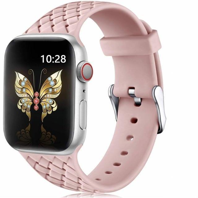 Silicone Strap Woven Pattern Belt Bracelet For Apple Watch - Carbon Cases