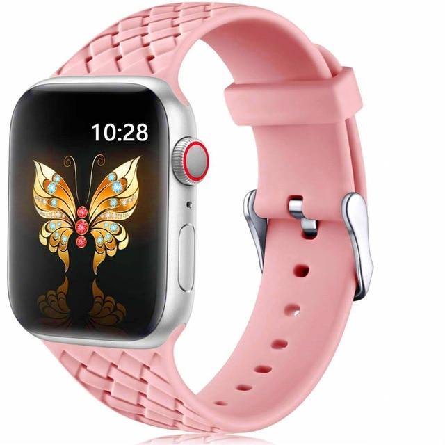 Silicone Strap Woven Pattern Belt Bracelet For Apple Watch - Carbon Cases