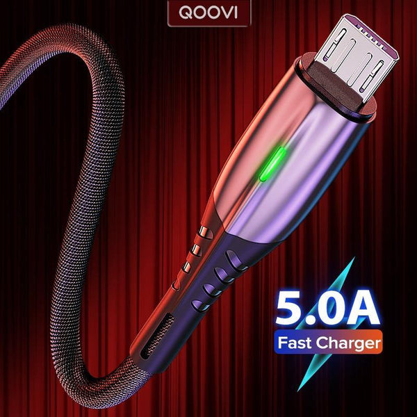 5A 2m Micro USB Type-C Cable LED Phone Charger Fast Charging - Carbon Cases