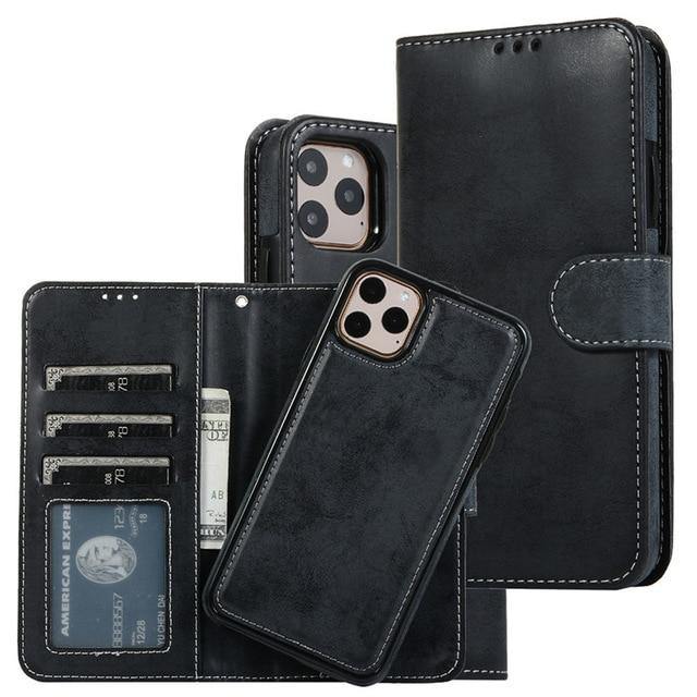 Luxury Leather Removable Case For iPhone Flip Wallet Card Phone Bags Cover - Carbon Cases