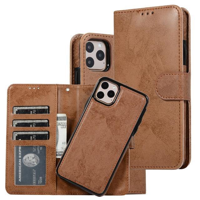 Luxury Leather Removable Case For iPhone Flip Wallet Card Phone Bags Cover - Carbon Cases