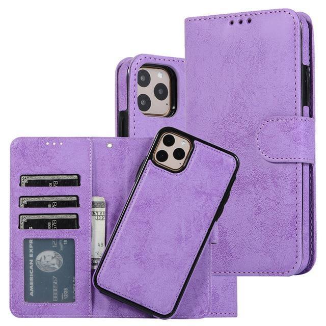 Luxury Leather Removable Case For iPhone Flip Wallet Card Phone Bags Cover - Carbon Cases