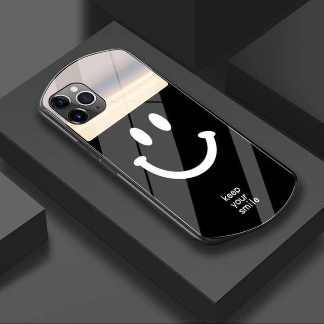 Luxury Cute Oval Heart-Shaped Tempered Glass Phone Case - Carbon Cases