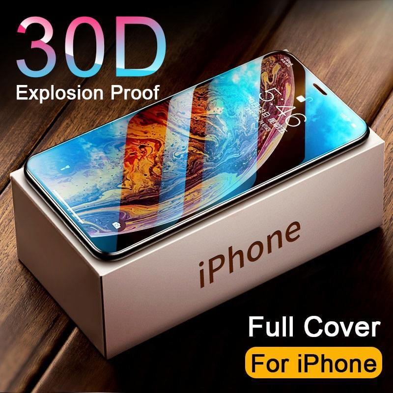 30D Full Cover Tempered Glass on For iPhone - Carbon Cases