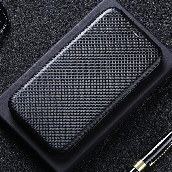 Carbon Fibre Flip Magnetic Leather Case For Samsung Galaxy - Carbon Cases