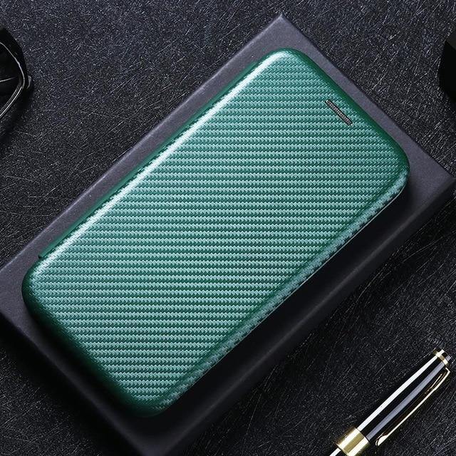 Carbon Fibre Flip Magnetic Leather Case For Samsung Galaxy - Carbon Cases