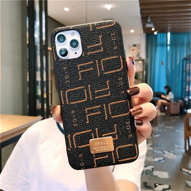Luxury Simple Stylish Brand Geometric Patterns Leather Phone Case - Carbon Cases
