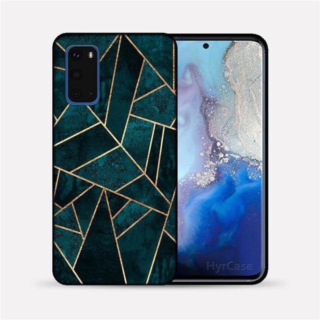 Marble Geometric Soft TPU Black Silicone Phone Case Cover For Samsung Galaxy - Carbon Cases