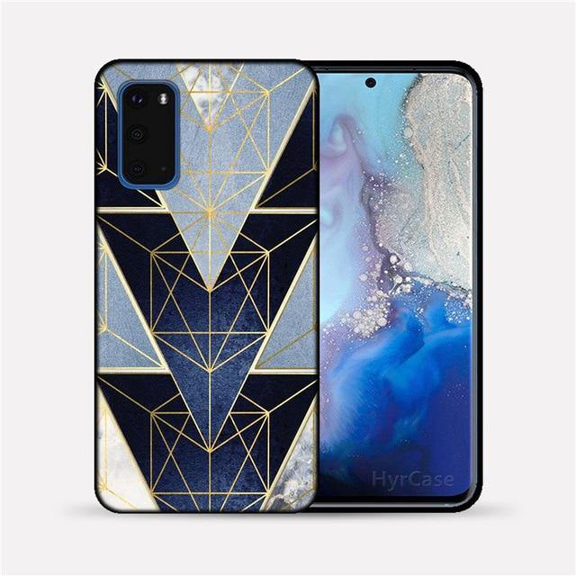 Marble Geometric Soft TPU Black Silicone Phone Case Cover For Samsung Galaxy - Carbon Cases