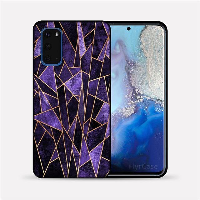 Marble Geometric Soft TPU Black Silicone Phone Case Cover For Samsung Galaxy - Carbon Cases