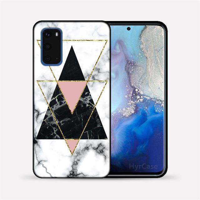 Marble Geometric Soft TPU Black Silicone Phone Case Cover For Samsung Galaxy - Carbon Cases