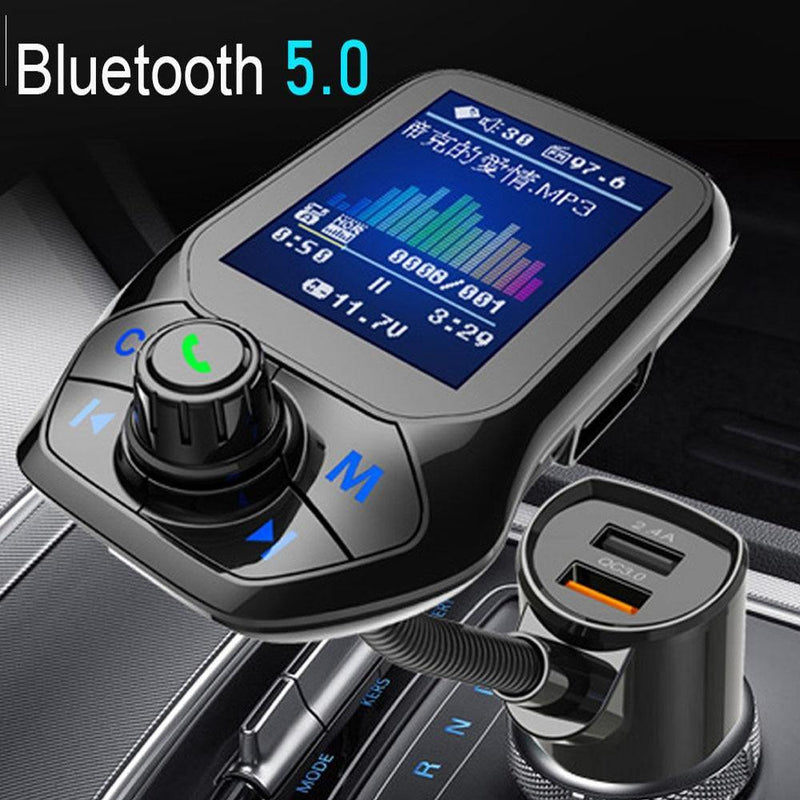 Car MP3 Music Player Bluetooth 5.0 Receiver FM Transmitter Dual USB QC3.0 Charger / TF Card Lossless Music - Carbon Cases