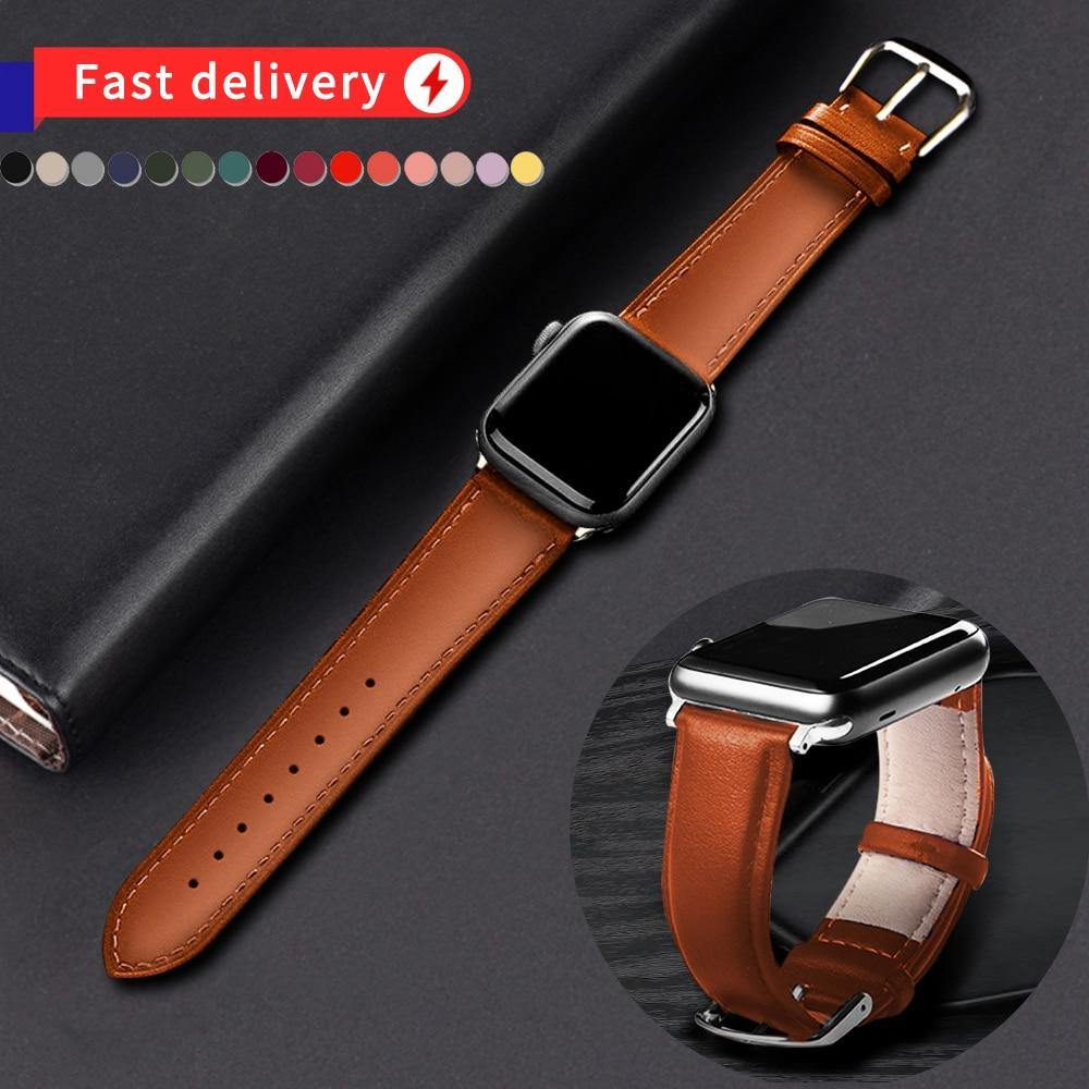 Casual Leather Band Loop Strap For Apple Watch - Carbon Cases