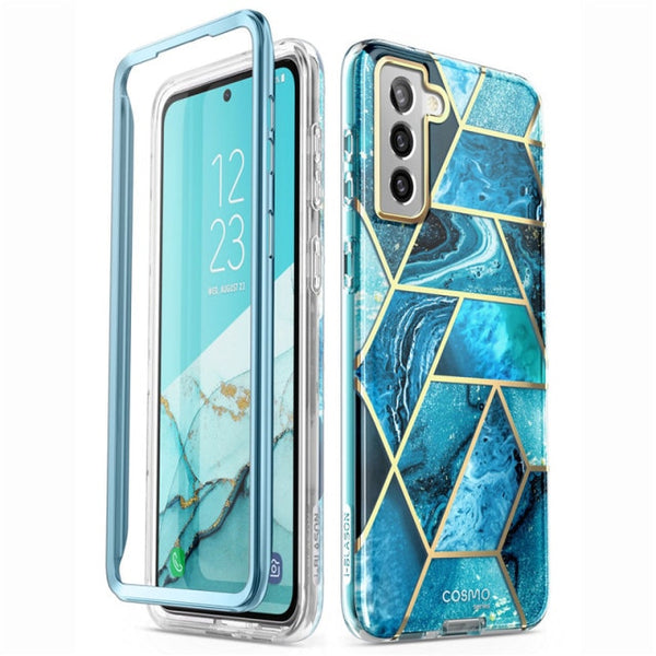 For Samsung Galaxy S21 Case 6.2" I-BLASON Cosmo Full-Body Glitter Marble Cover WITHOUT Built-in Screen Protector - Carbon Cases