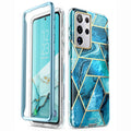For Samsung Galaxy S21 Ultra Case 6.8" I-BLASON Cosmo Full-Body Glitter Marble Cover WITHOUT Built-in Screen Protector - Carbon Cases