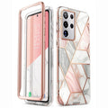 For Samsung Galaxy S21 Ultra Case 6.8" I-BLASON Cosmo Full-Body Glitter Marble Cover WITHOUT Built-in Screen Protector - Carbon Cases