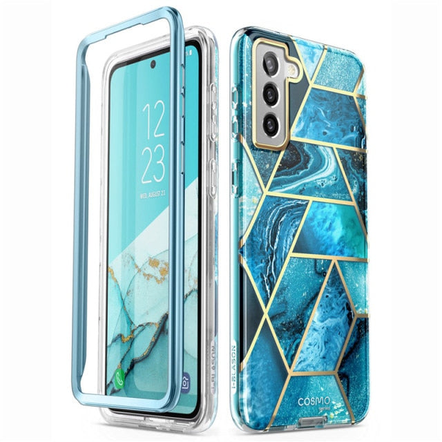 For Samsung Galaxy S21 Plus Case 6.7" I-BLASON Cosmo Full-Body Glitter Marble Cover WITHOUT Built-in Screen Protector - Carbon Cases