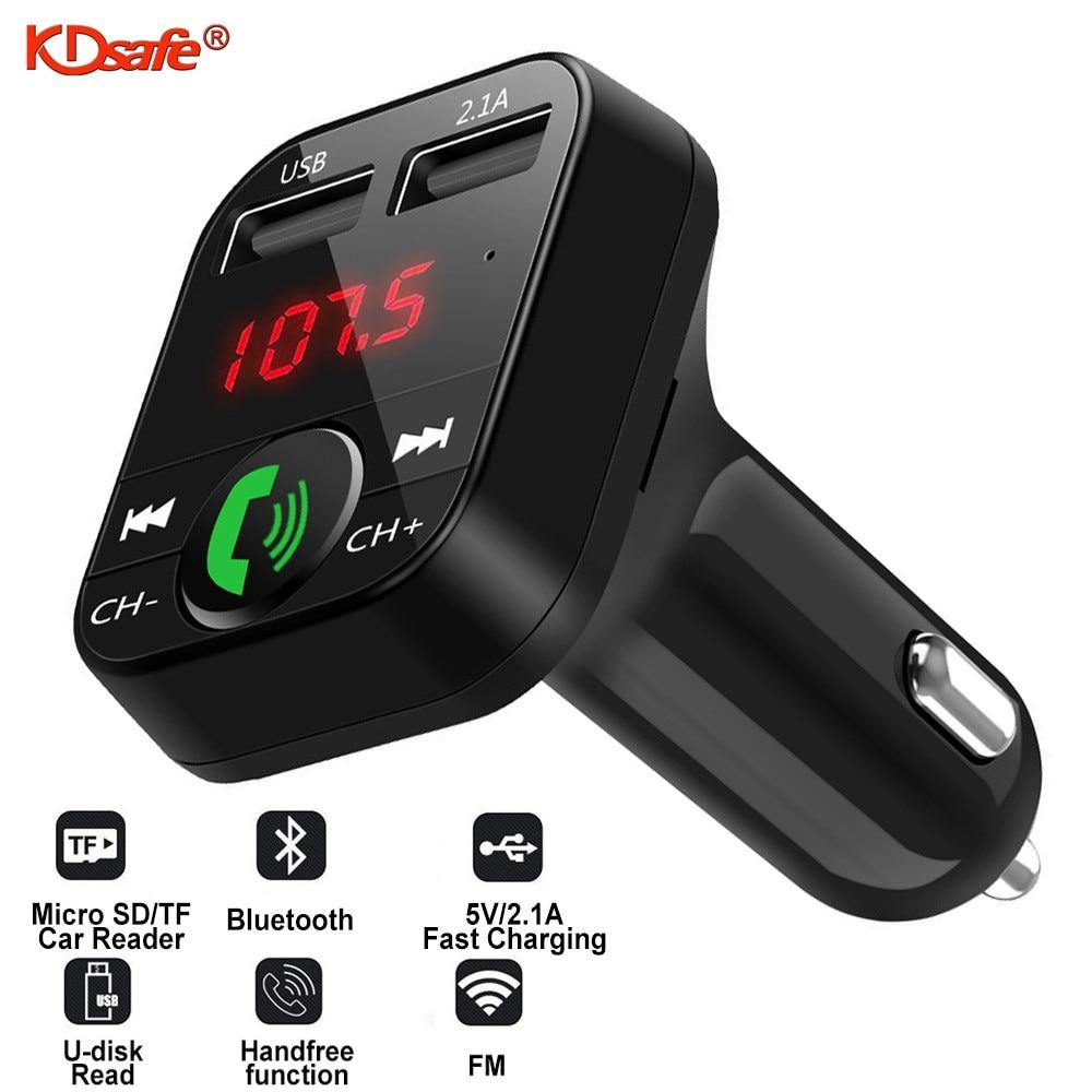 Bluetooth Wireless Car kit Hands Free LCD FM Transmitter Dual USB Car Charger 2.1A MP3 Music TF Card U disk AUX Player - Carbon Cases