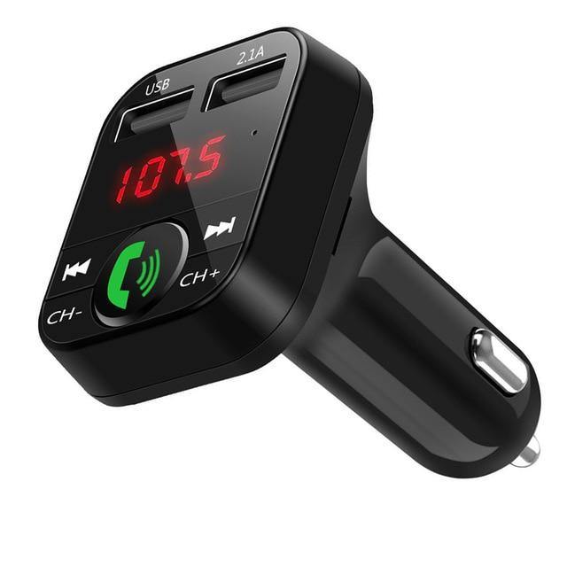 Bluetooth Wireless Car kit Hands Free LCD FM Transmitter Dual USB Car Charger 2.1A MP3 Music TF Card U disk AUX Player - Carbon Cases