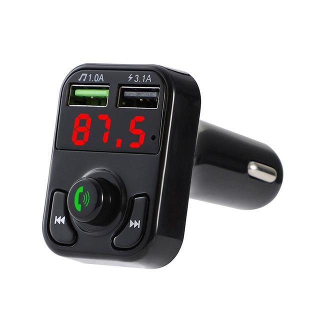 Bluetooth Wireless Car kit Hands Free LCD FM Transmitter Dual USB Car Charger 2.1A MP3 Music TF Card U disk AUX Player - Carbon Cases