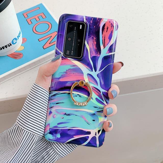 LOVECOM Laser Gradient Marble Phone Case For Samsung - Carbon Cases