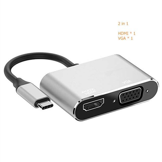 Type-C To HDMI-Compatible 4K VGA USB C 3.0 Hub Adapter - Carbon Cases