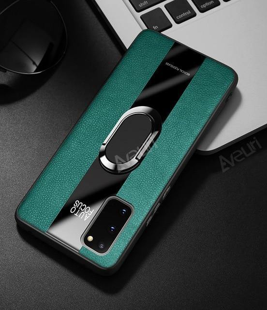 Leather Ring Phone Case For Samsung Galaxy - Carbon Cases