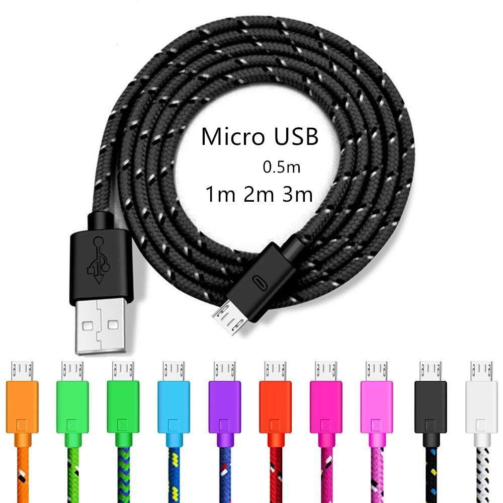 Micro USB Cable 1M 2M 3M Fast Charging Data Cord Charger Adapter - Carbon Cases