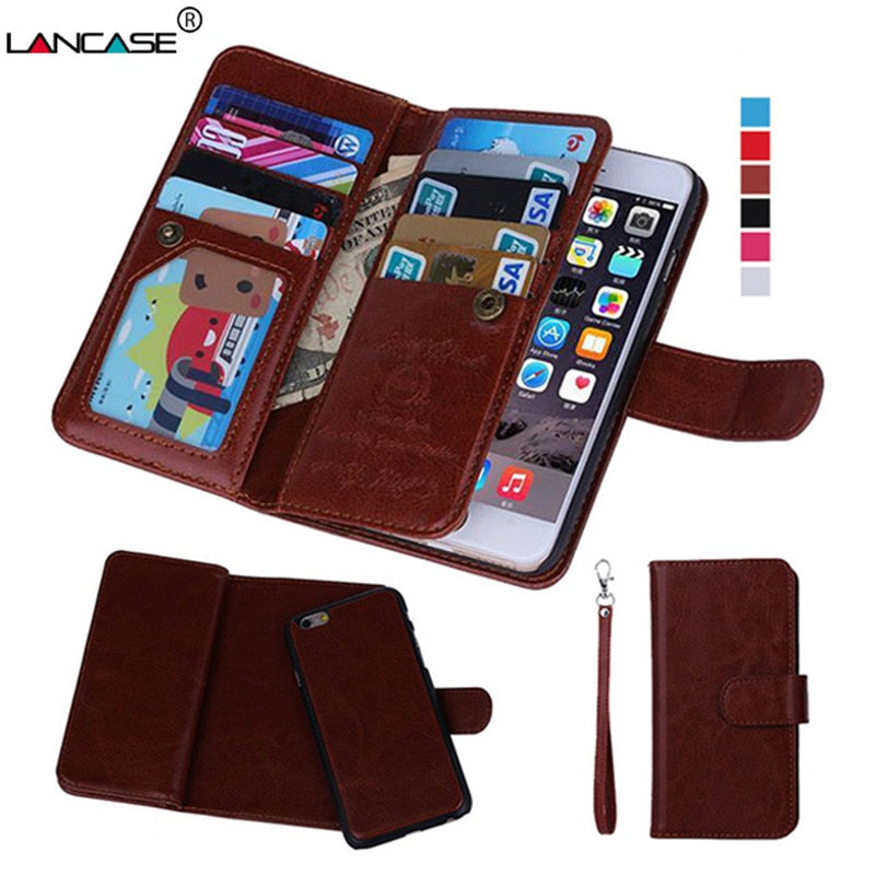 2 in 1 Combo Wallet Leather Flip Case For iPhone - Carbon Cases