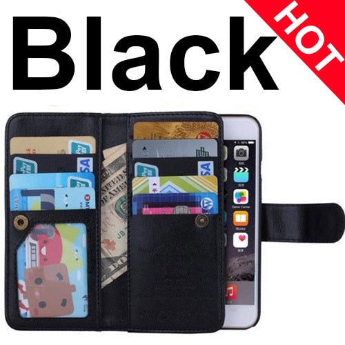 2 in 1 Combo Wallet Leather Flip Case For iPhone - Carbon Cases