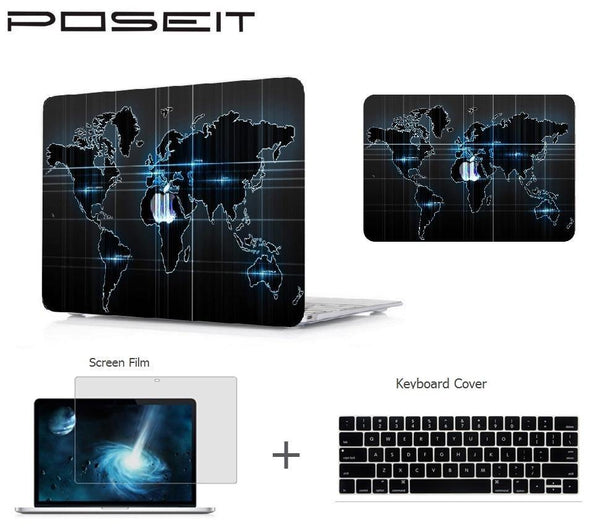 Hardshell Hard Case + Screen Film + Keyboard Skin Cover for MacBook - Carbon Cases