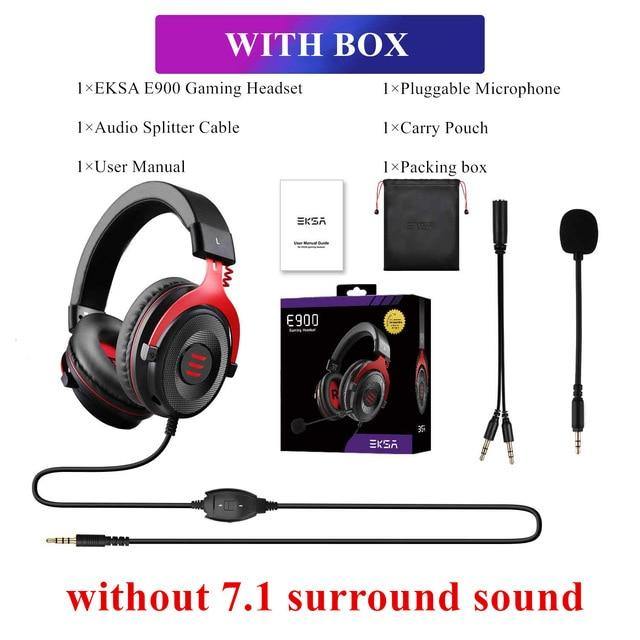 Gaming Headset with Microphone E900 Pro 7.1 Surround Headset Gamer USB/3.5mm Wired Headphones - Carbon Cases