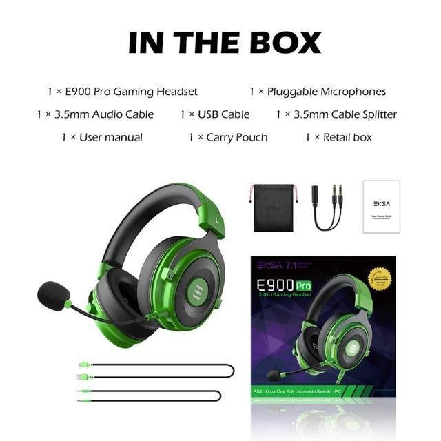 Gaming Headset with Microphone E900 Pro 7.1 Surround Headset Gamer USB/3.5mm Wired Headphones - Carbon Cases