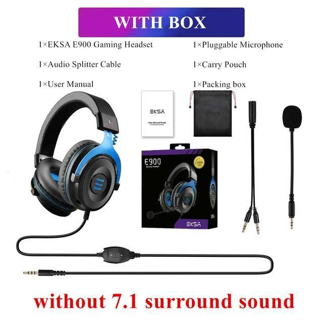 Gaming Headset with Microphone E900 Pro 7.1 Surround Headset Gamer USB/3.5mm Wired Headphones - Carbon Cases