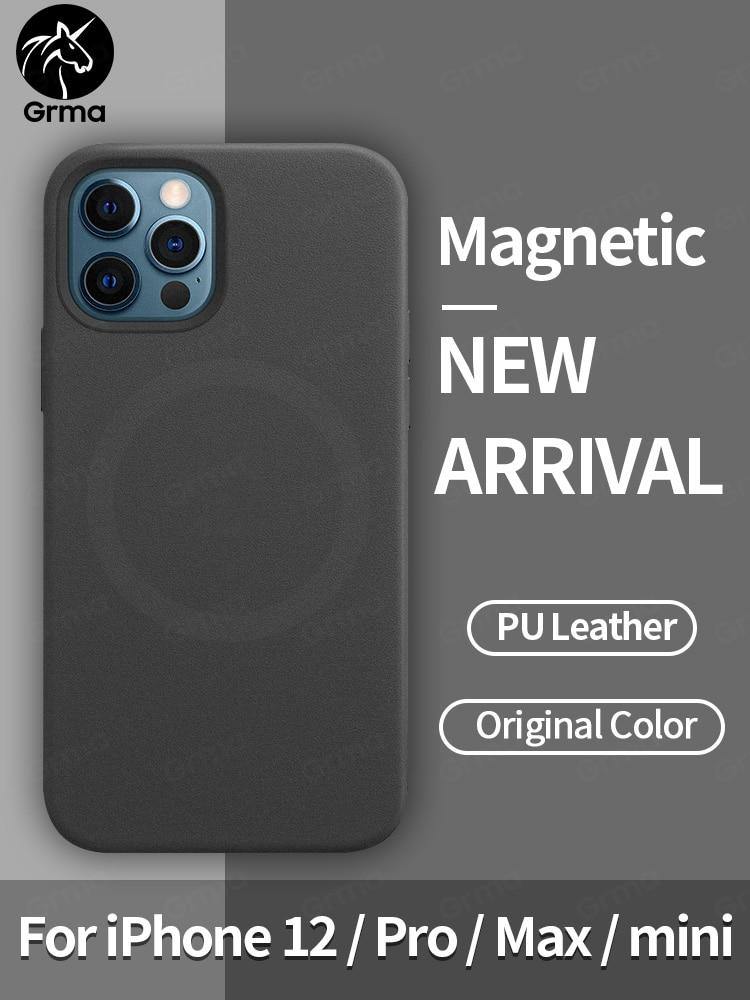 Original Magnetic PU Leather Phone Case For Apple iPhone 12 - Carbon Cases